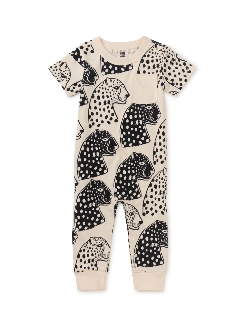 Tea Collection Cream and Black Animal Polka Dot One-Piece Bodysuit